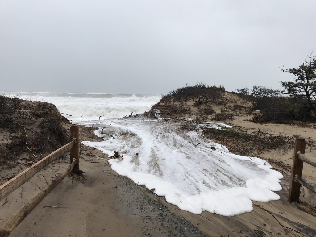 Overwash at Nauset Beach in Eastham, Mass.