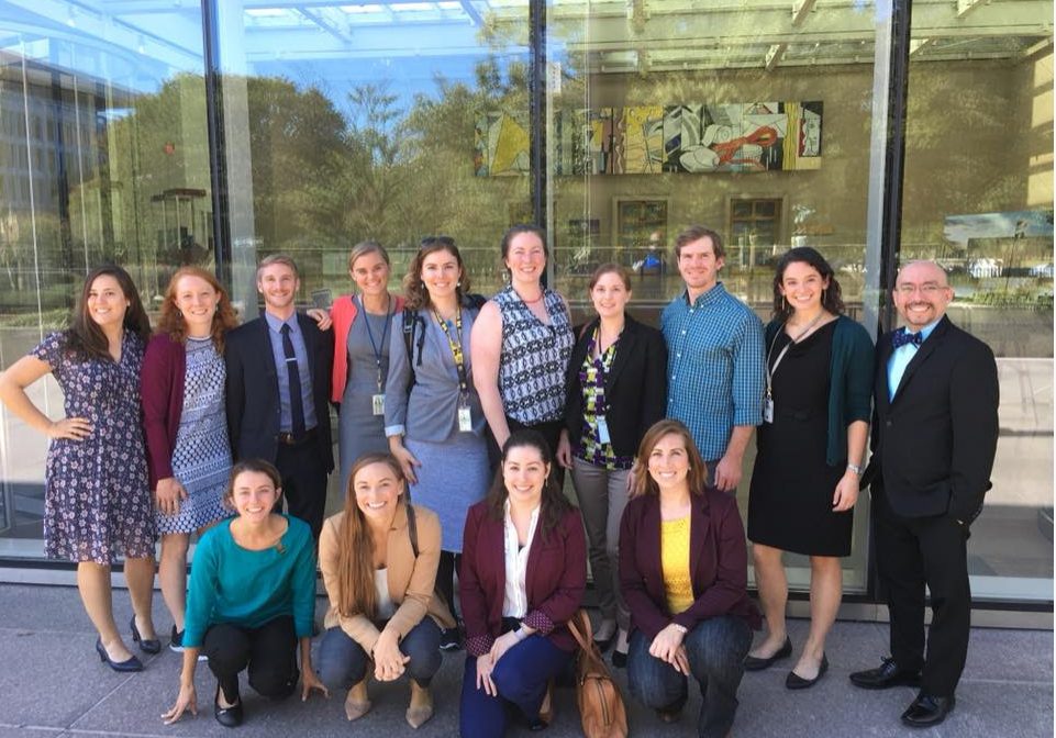 Ellie Bors, back row, far left, and other 2017 Knauss Fellows visited the State Department to learn about international relations.